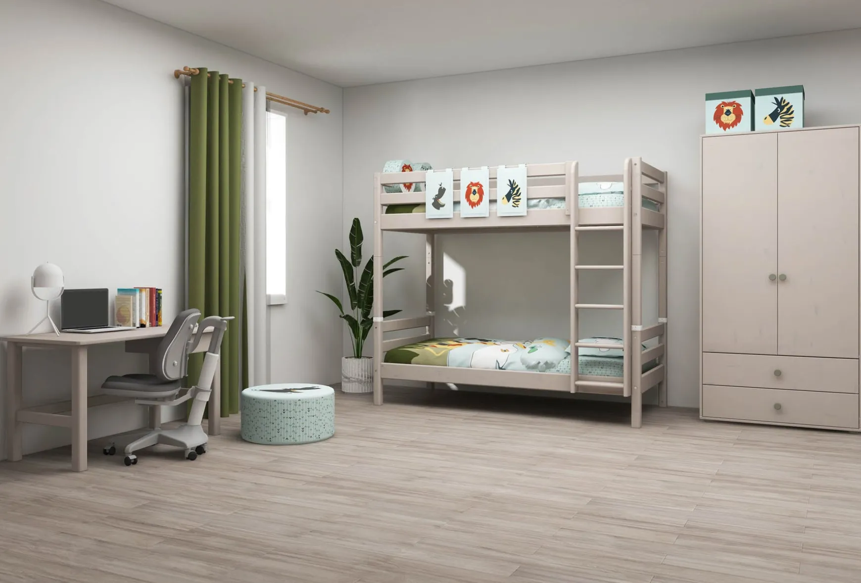 FLEXA Bunk Beds*Bunk bed w. extra height and straight ladder
