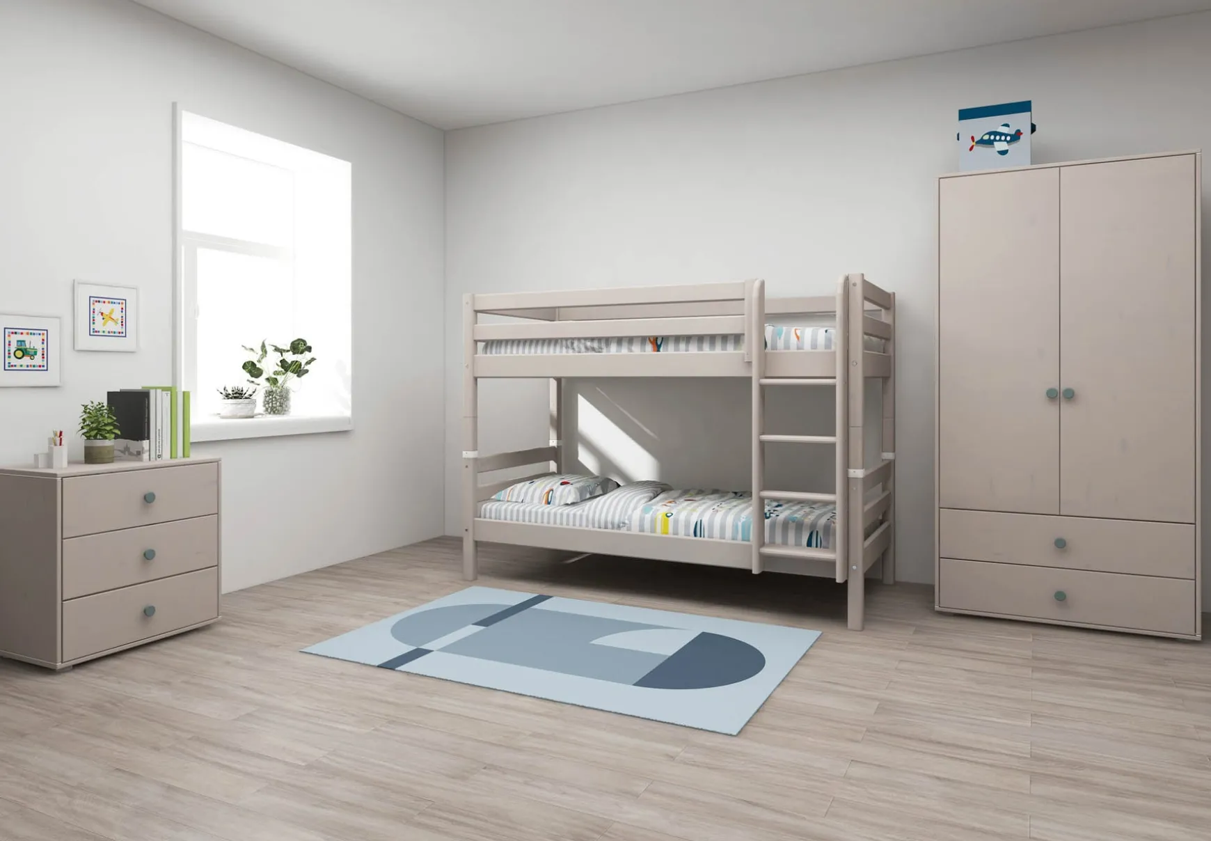 FLEXA Bunk Beds*Bunk bed with straight ladder