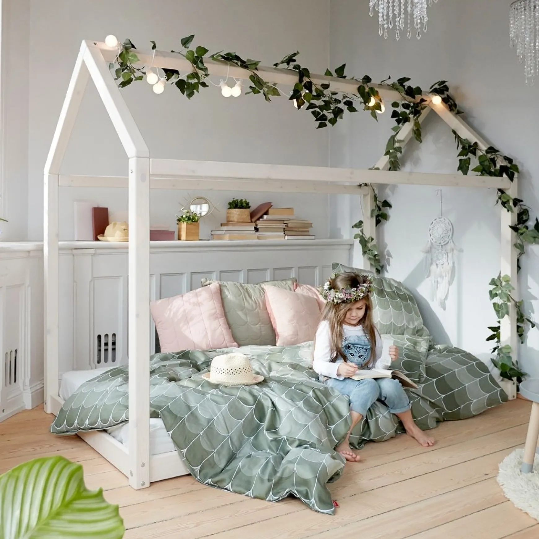 FLEXA House Beds|Single Beds*COTTAGE Single bed, White Washed Pine, 90x200 cm