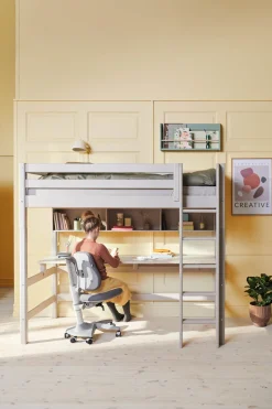 FLEXA Beds With Desk|High Beds*High bed w. straight ladder and desk