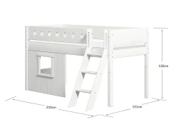 FLEXA House Beds|Mid High Beds*Mid-high bed, sl. ladder & Treehouse Bed Fronts, frame