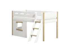 FLEXA House Beds|Mid High Beds*Mid-high bed, sl. ladder & Treehouse Bed Fronts, oak frame