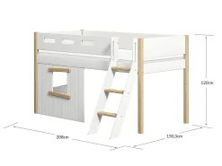 FLEXA House Beds|Mid High Beds*Mid-high bed, sl. ladder & Treehouse Bed Fronts, oak frame