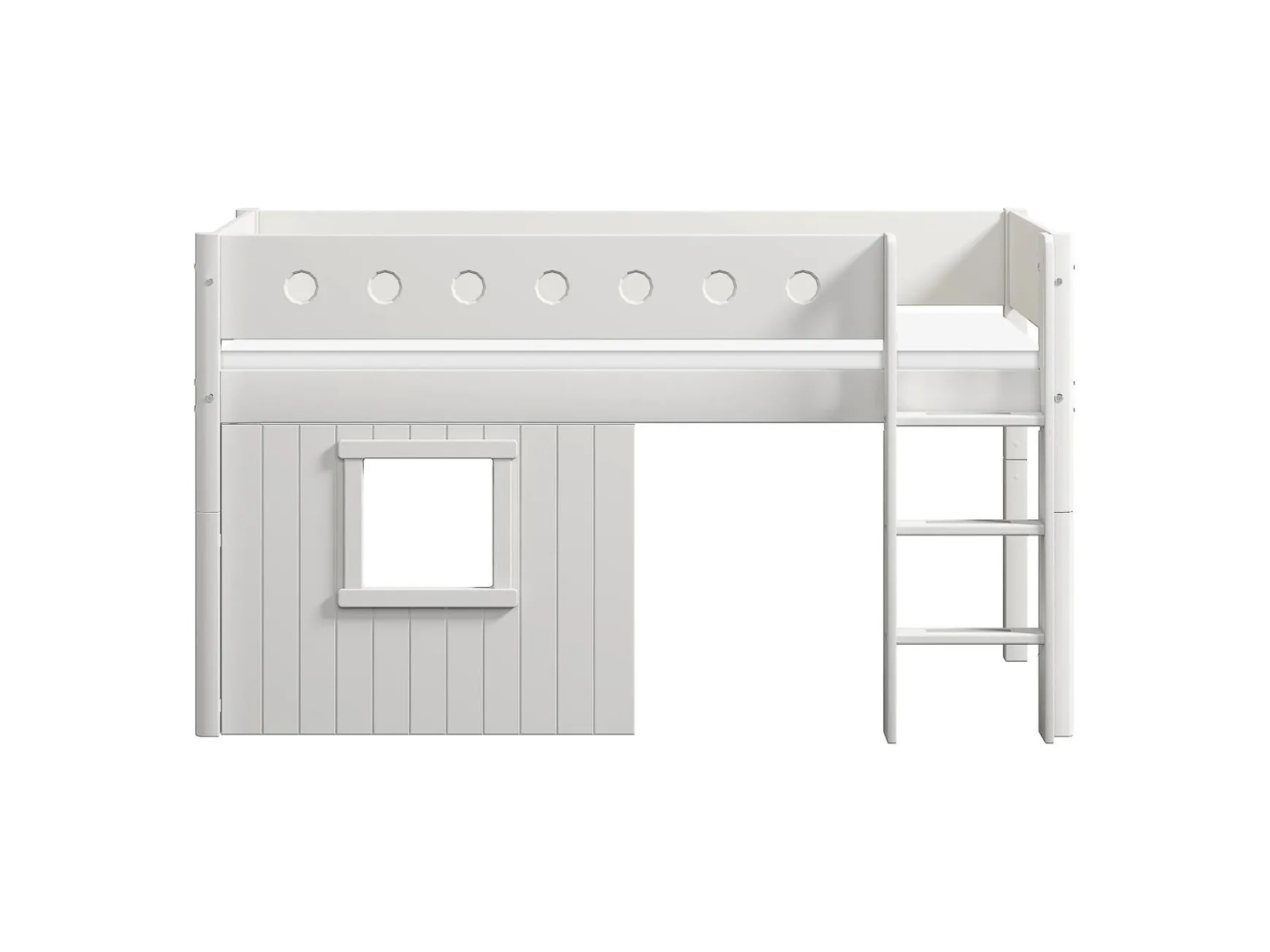 FLEXA House Beds|Mid High Beds*Mid-high bed, str. ladder & Treehouse Bed Fronts, frame