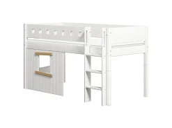 FLEXA House Beds|Mid High Beds*Mid-high bed, str. ladder & Treehouse Bed Fronts, oak frame