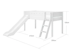 FLEXA Beds With Slide|Mid High Beds*Mid-high bed w. slanting ladder and slide