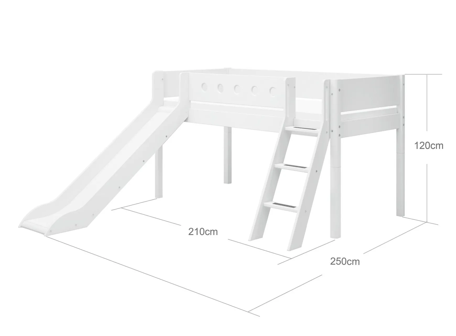FLEXA Beds With Slide|Mid High Beds*Mid-high bed w. slanting ladder and slide