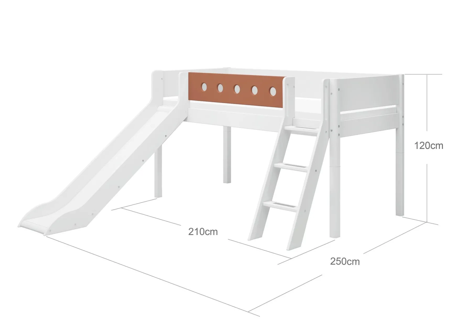 FLEXA Mid High Beds|Beds With Slide*Mid-high bed w. slanting ladder and slide