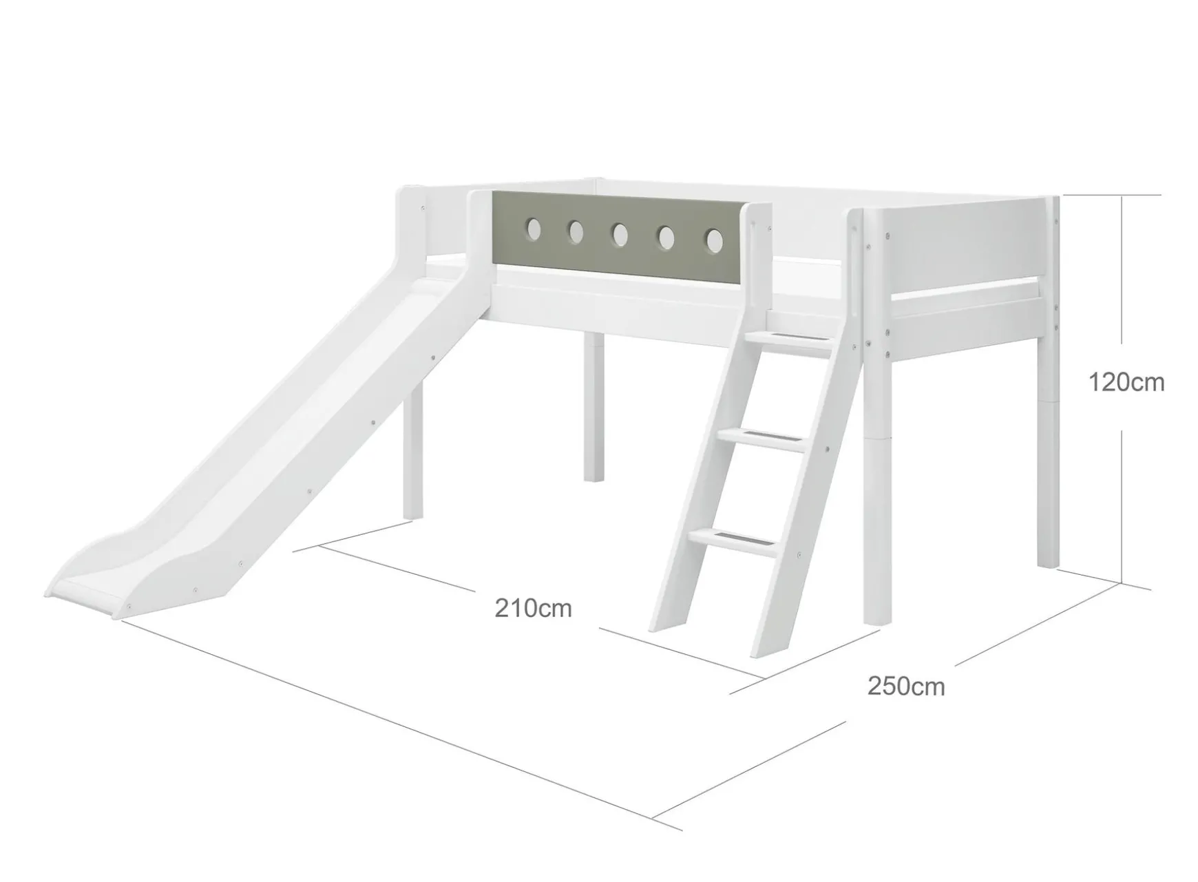 FLEXA Beds With Slide|Mid High Beds*Mid-high bed w. slanting ladder and slide