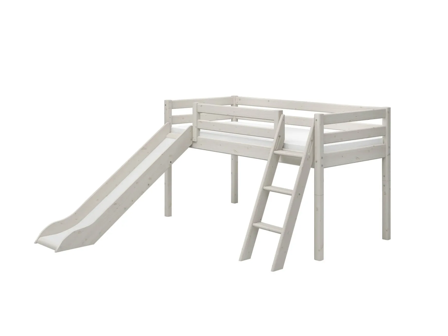 FLEXA Beds With Slide|Mid High Beds*Mid-high bed w. slanting ladder and slide
