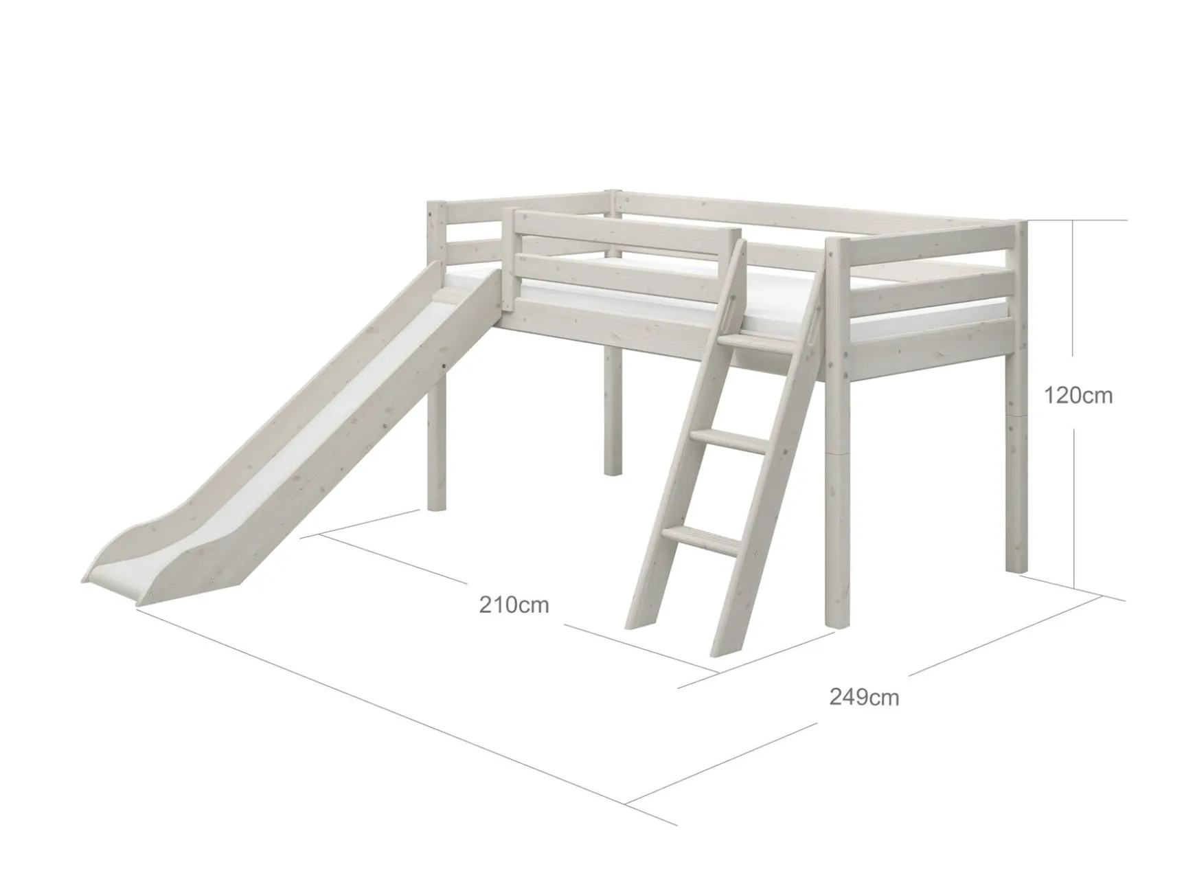 FLEXA Beds With Slide|Mid High Beds*Mid-high bed w. slanting ladder and slide
