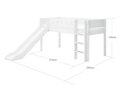 FLEXA Beds With Slide|Mid High Beds*Mid-high bed w. straight ladder and slide