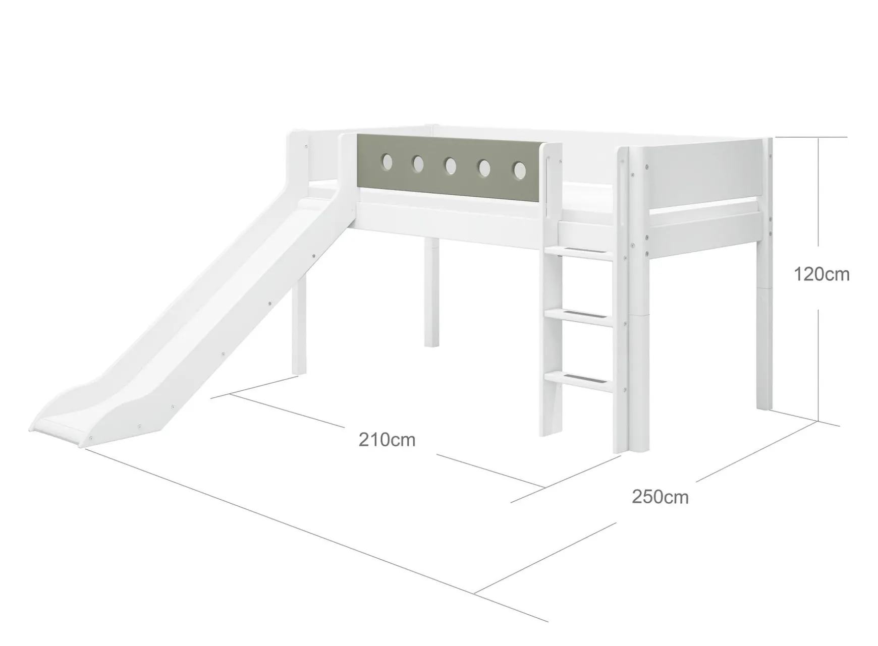 FLEXA Beds With Slide|Mid High Beds*Mid-high bed w. straight ladder and slide