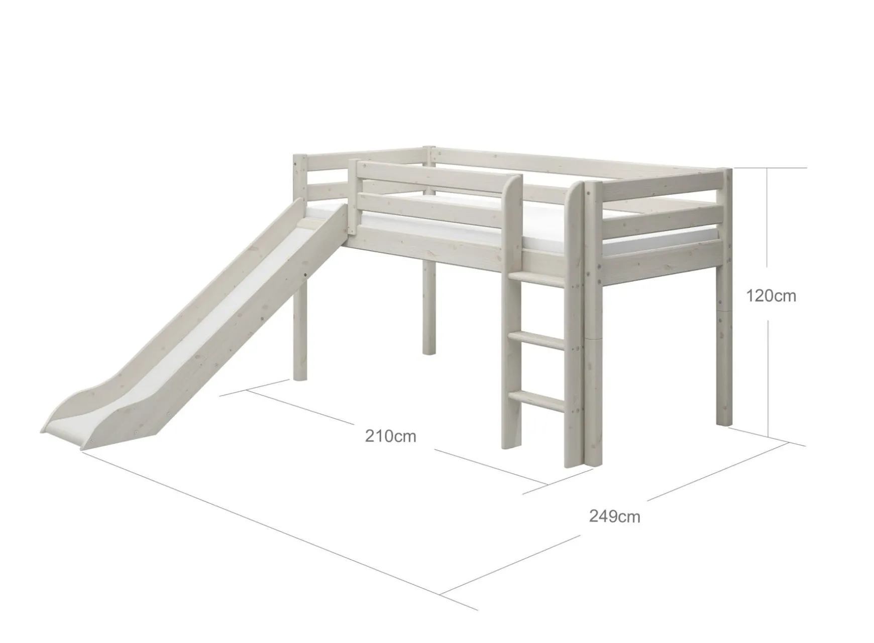 FLEXA Beds With Slide|Mid High Beds*Mid-high bed w. straight ladder and slide