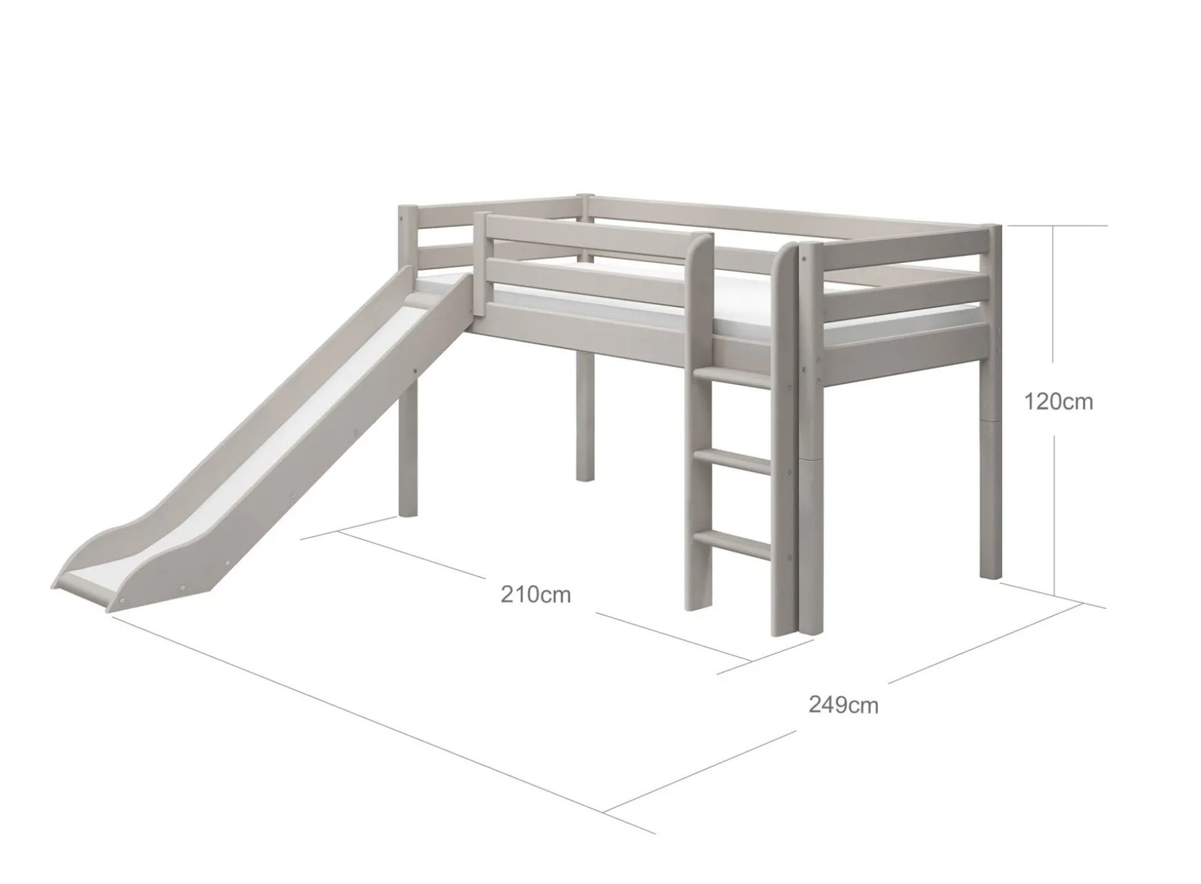FLEXA Beds With Slide|Mid High Beds*Mid-high bed w. straight ladder and slide