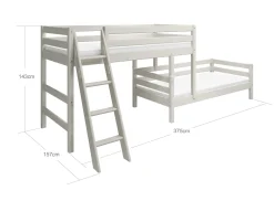 FLEXA Bunk Beds|Mid High Beds*Semi-high bed w. slanting ladder