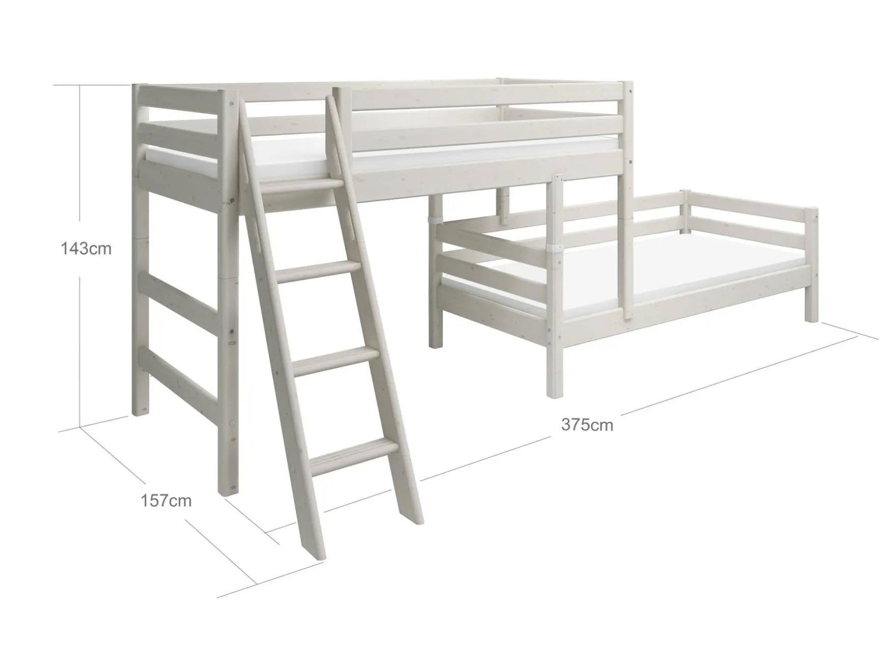 FLEXA Bunk Beds|Mid High Beds*Semi-high bed w. slanting ladder