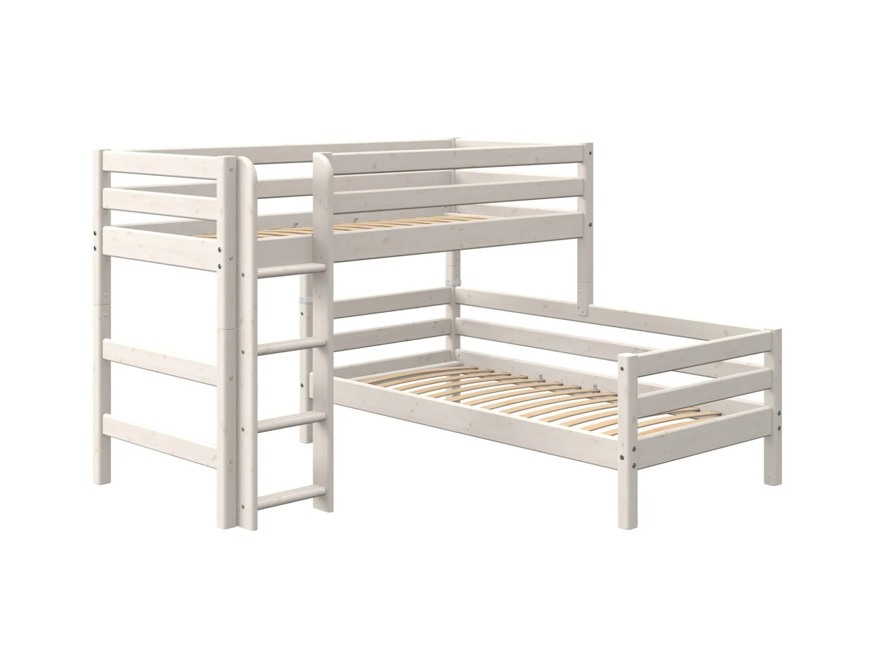FLEXA Bunk Beds|Mid High Beds*Semi-high bed w. straight ladder