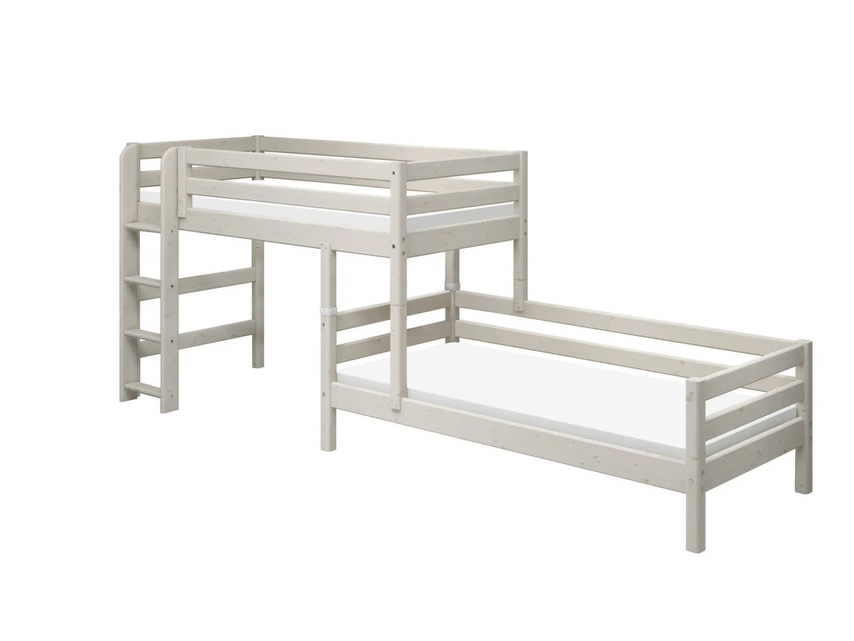 FLEXA Bunk Beds|Mid High Beds*Semi-high bed w. straight ladder