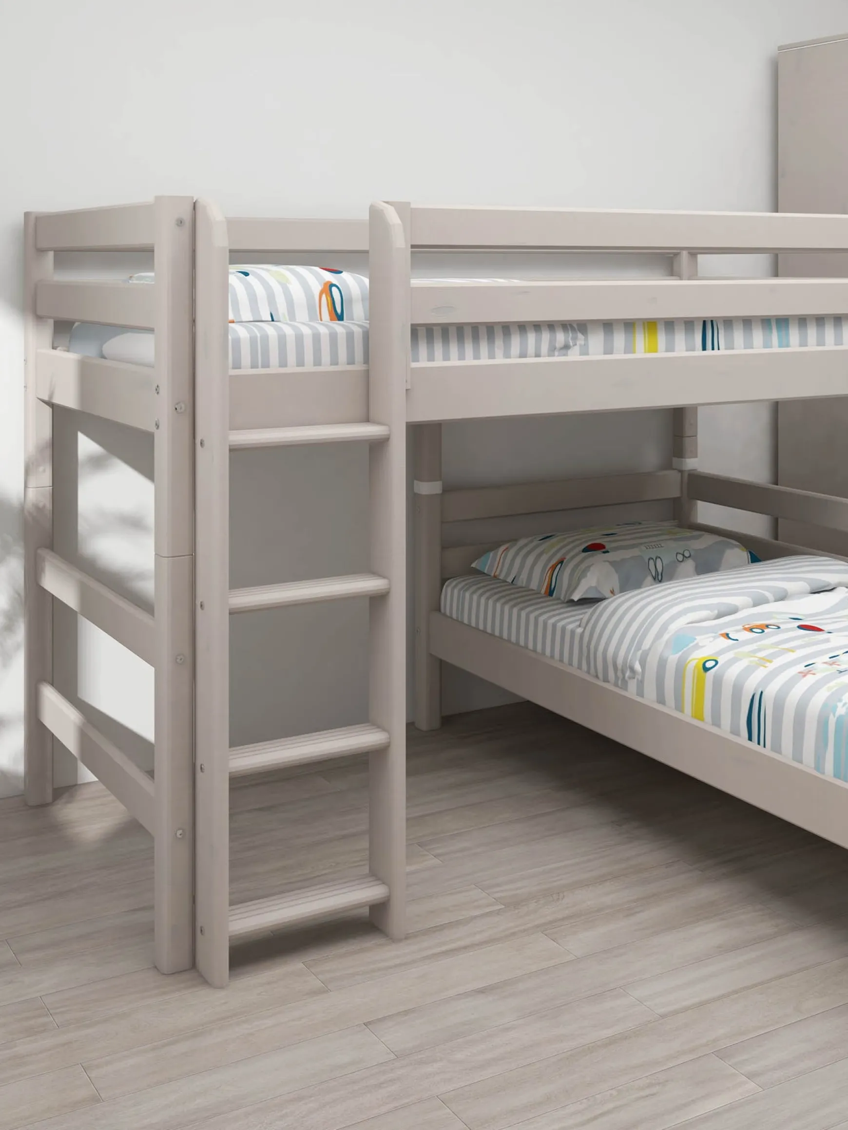 FLEXA Bunk Beds|Mid High Beds*Semi-high bed w. straight ladder